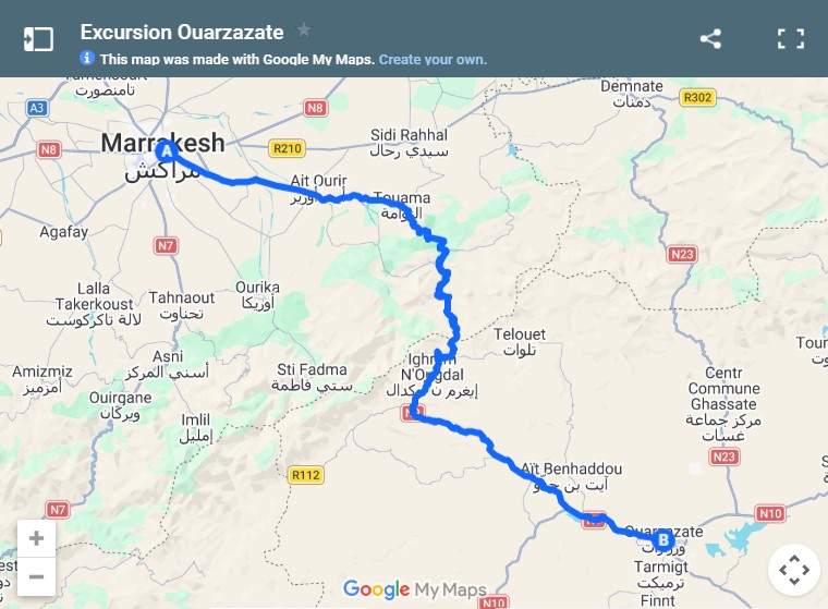 Private Day Trip to Ait Ben Haddou & Ouarzazate from Marrakech Map